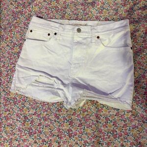 White Levi jean shorts